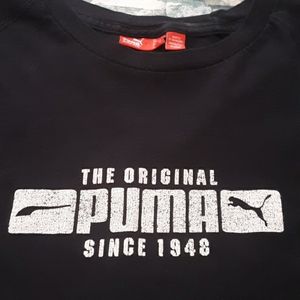 Retro PUMA Mens Black on White x RED Long Sleeve